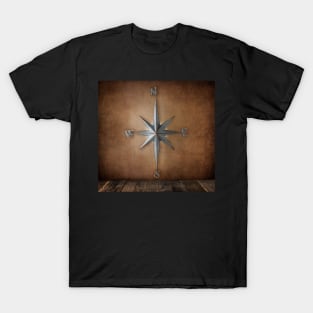 Metal Decorative Compass on a Distressed Background T-Shirt